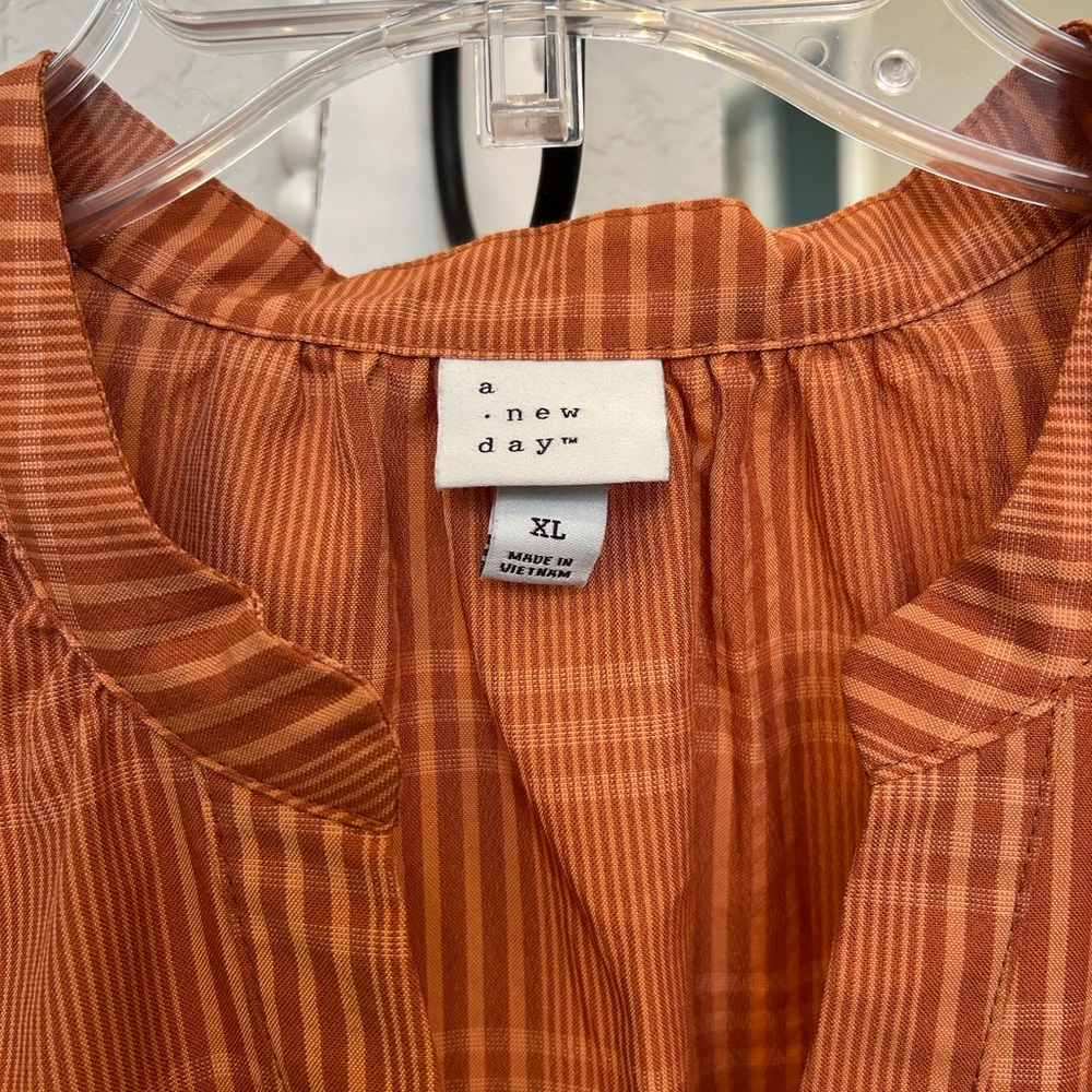 A New Day Terracotta Striped Blouse